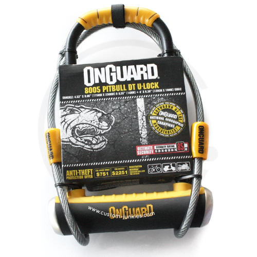 Onguard Pitbull DT #8005 | Bügelschloss 115x230mm & Schlaufenkabel | mit Halter