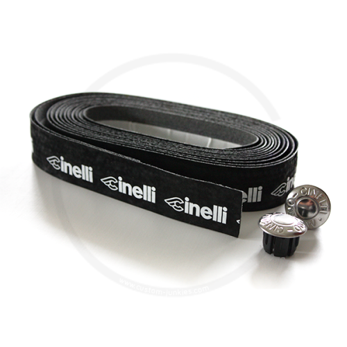 Cinelli Logo Velvet Ribbon | Synthetic Handlebar Tape  - black