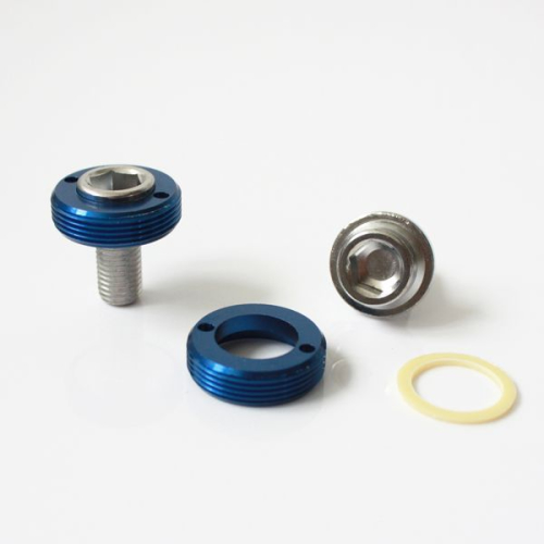 Crank Bolts with Anodized Alloy Dust Cap | Square Taper | MTB/Road - dark blue