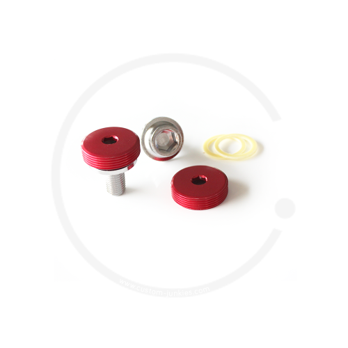 Crank Bolts with Alloy Dust Cap for Square Taper Cranks - red