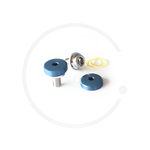 Crank Bolts with Alloy Dust Cap for Square Taper Cranks - blue