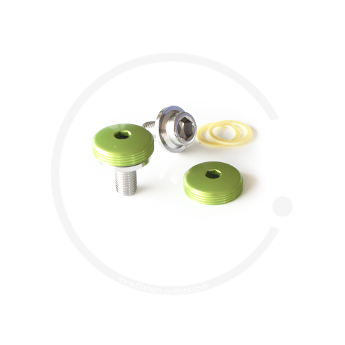 Crank Bolts with Alloy Dust Cap for Square Taper Cranks - green