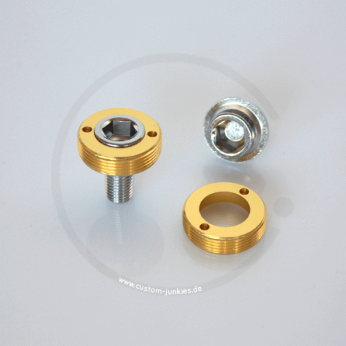 Crank Bolts with Anodized Alloy Dust Cap | Square Taper | MTB/Road - gold
